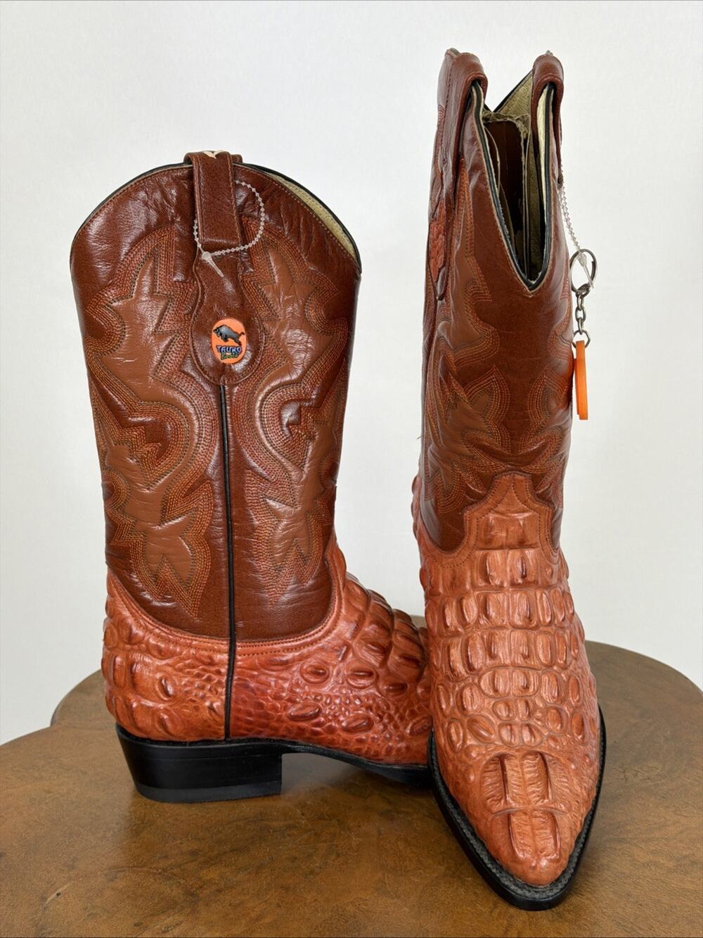 Tauro Brown Alligator Boots Tonal Stitching SZ 25 (Mex) NWT US Mens 7.5 Womens 9